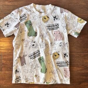 RARE Minecraft Experience London T-shirt Youth Boy L White Exclusive Merchandise
